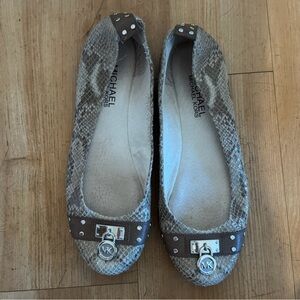 Michael Kors Snakeskin Ballet Flats | MK Logo Detail (Women’s 6 1/2)